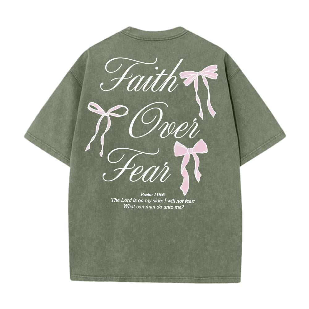 Christianartworkshop Faith Over Fear Unisex Washed T-Shirt - Army Green - 5XL - image 7
