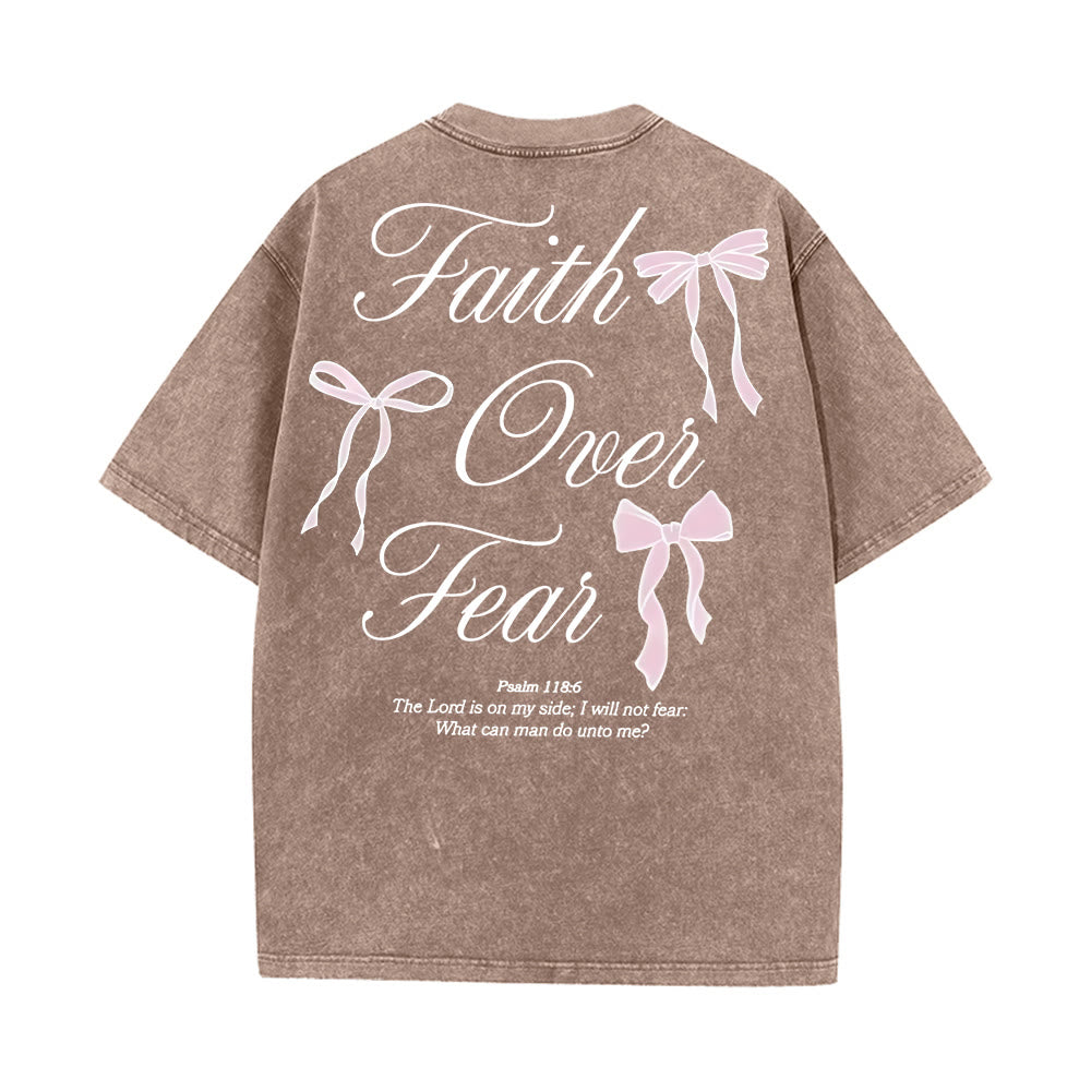 Christianartworkshop Faith Over Fear Unisex Washed T-Shirt - Coffee - 5XL - image 15