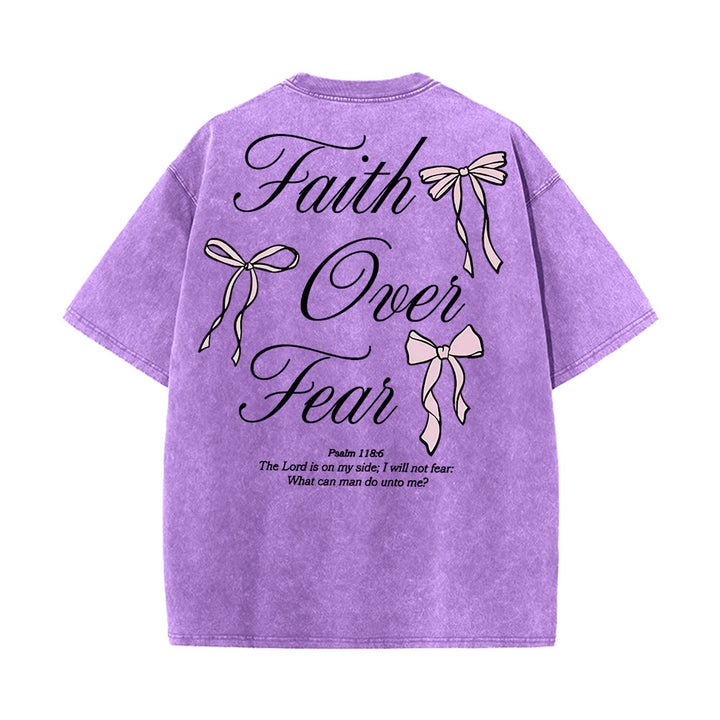 Christianartworkshop Faith Over Fear Unisex Washed T-Shirt - Purple - 5XL - image 11