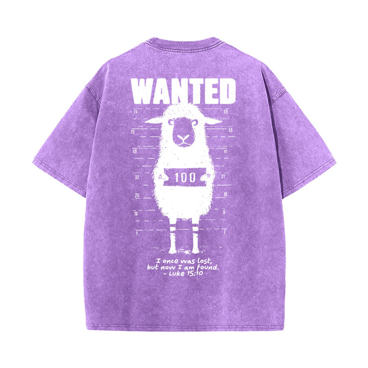 Christianartworkshop Wanted Sheep Unisex Washed T-shirt - Purple - 5XL - image 10