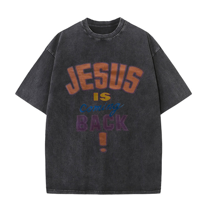Christianartworkshop Jesus Is Coming Back Unisex Washed T-shirt - Black - 5XL - image 6