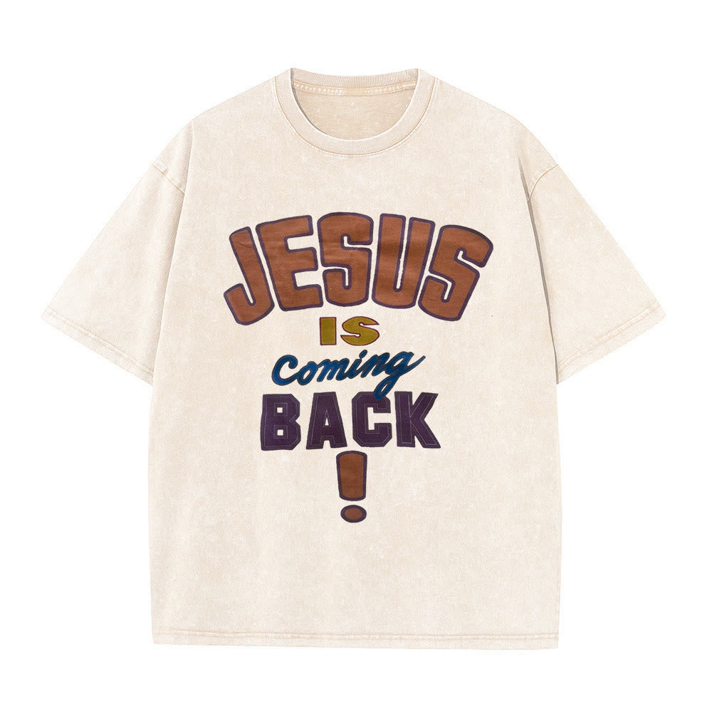 Christianartworkshop Jesus Is Coming Back Unisex Washed T-shirt - Apricot - 5XL - image 1