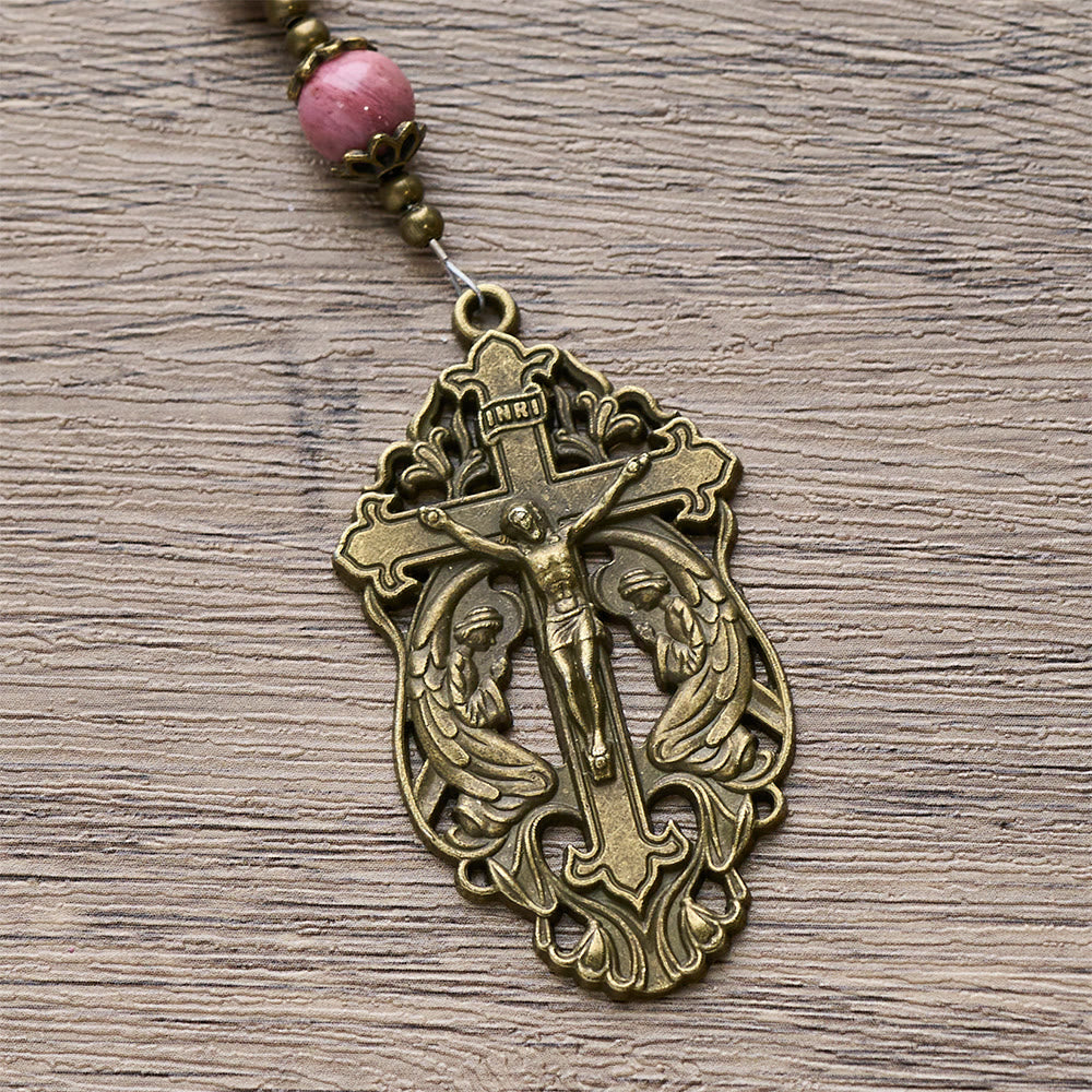 Christianartworkshop Rosewood Pattern & Bronze Tulip Rosary: Steadfast Grace in Prayer - image 8