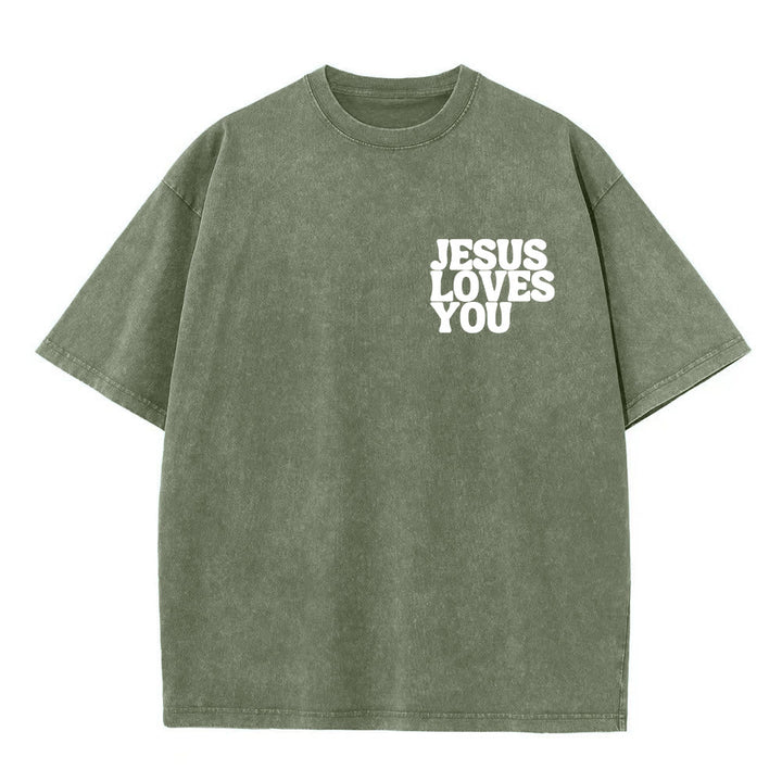 Christianartworkshop Good News Jesus Loves You Unisex Washed T-shirt - image 11