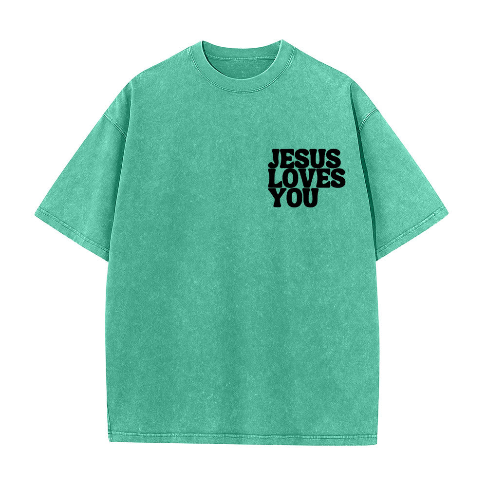 Christianartworkshop Good News Jesus Loves You Unisex Washed T-shirt - image 9