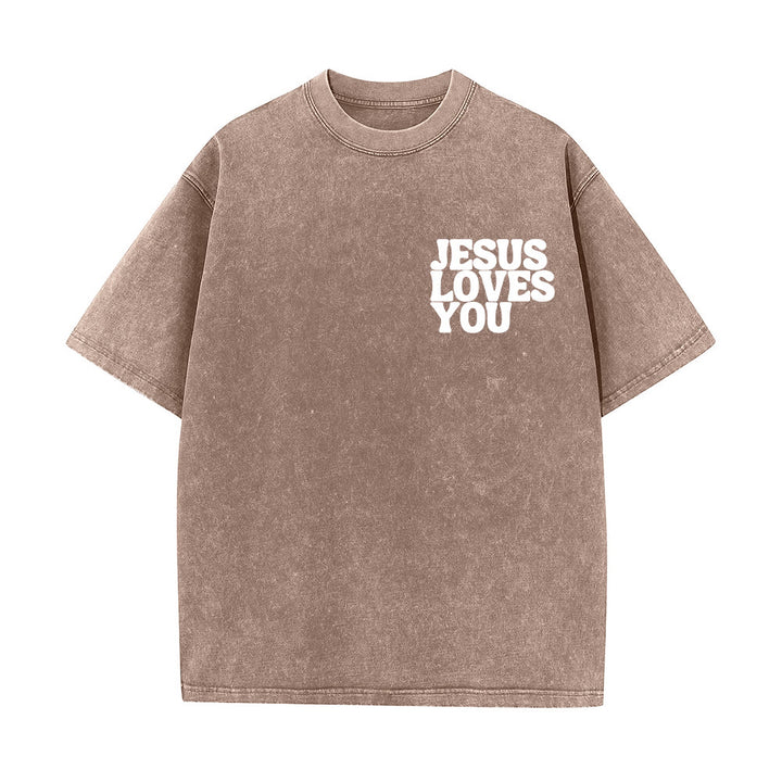 Christianartworkshop Good News Jesus Loves You Unisex Washed T-shirt - image 17