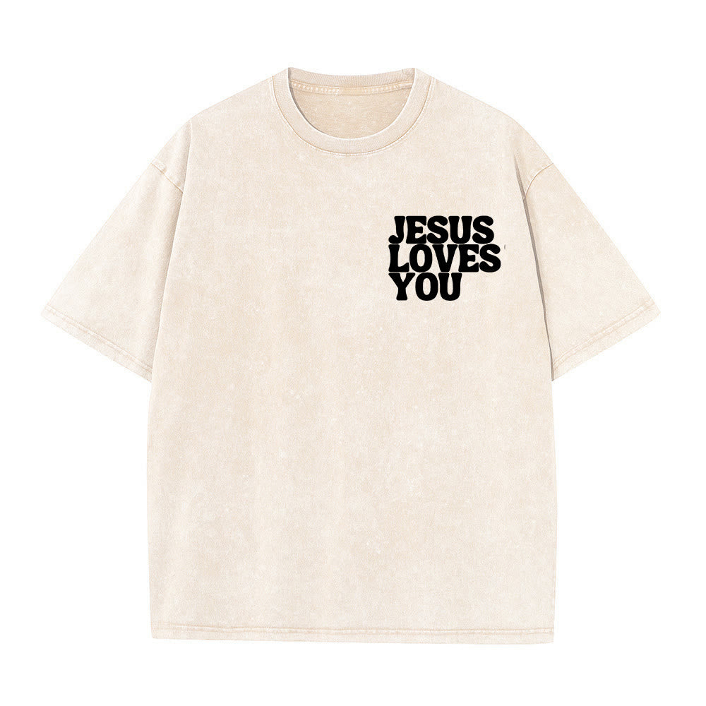 Christianartworkshop Good News Jesus Loves You Unisex Washed T-shirt - image 15