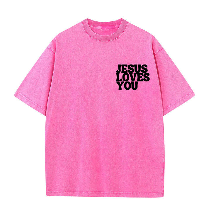 Christianartworkshop Good News Jesus Loves You Unisex Washed T-shirt - image 7