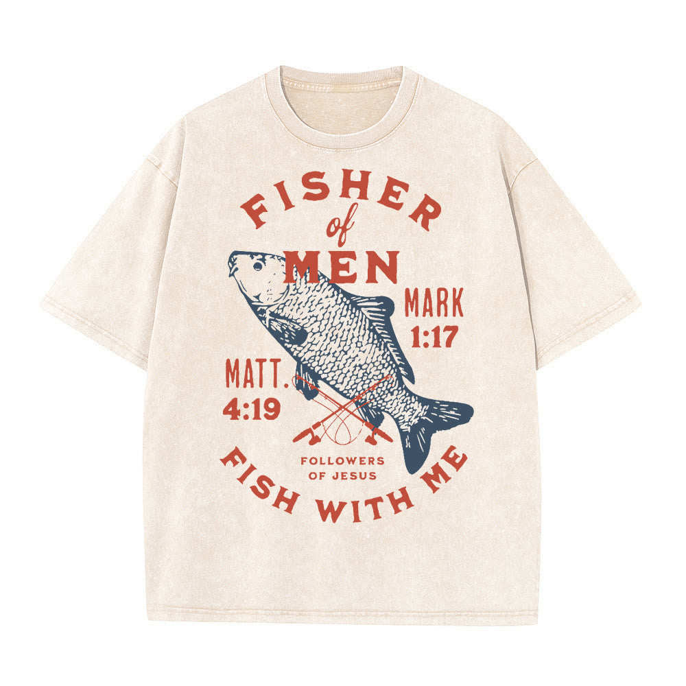Christianartworkshop Followers of Jesus Fisher of Men Unisex Washed T-Shirt - Apricot - 5XL - image 0