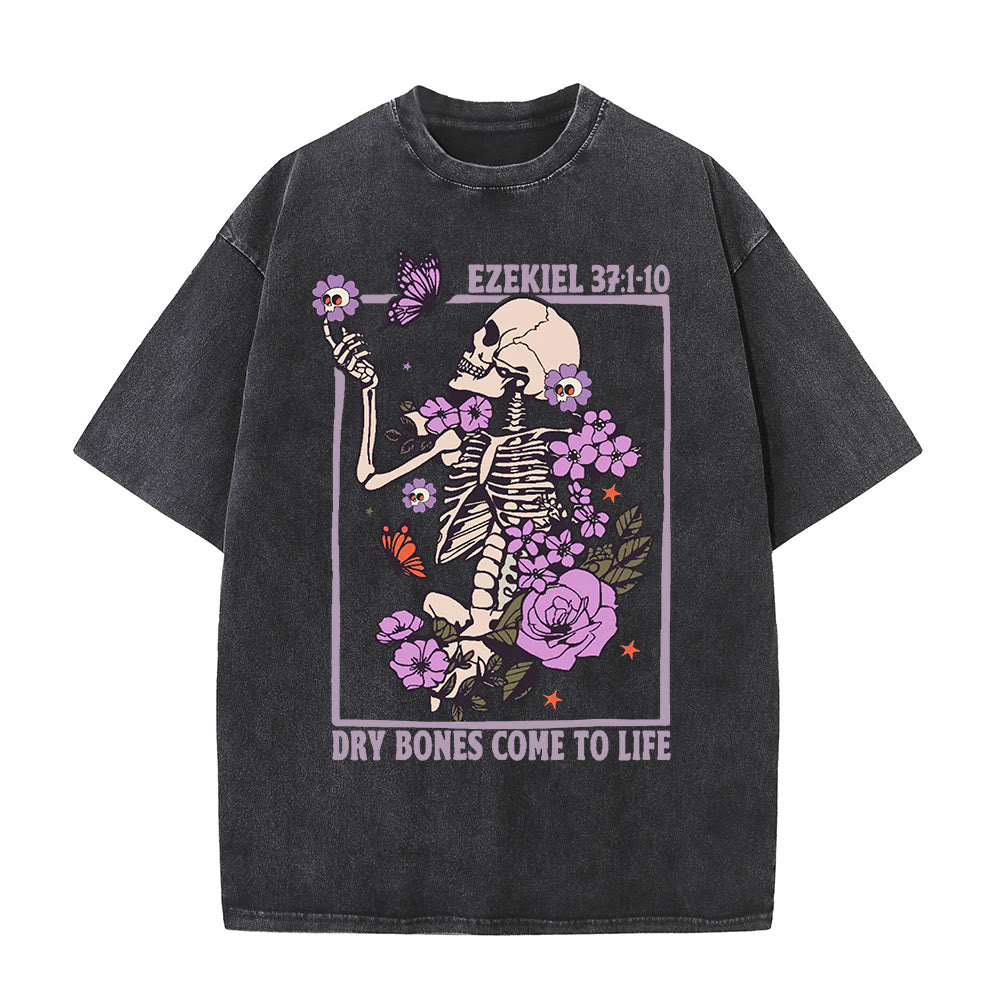 Christianartworkshop Vintage Dry Bones Come To Life Unisex Washed T-Shirt - Black - 5XL - image 1