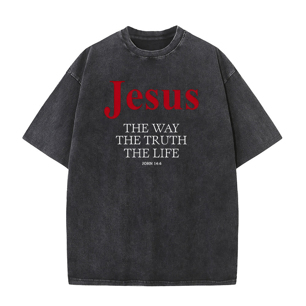 Christianartworkshop Jesus The Way The Truth The Life Unisex Washed T - Shirt - Black - 5XL - image 2