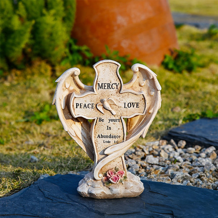 Christianartworkshop Winged Cross Mercy & Peace Desktop Ornament: His Abundant Grace Daily - image 1