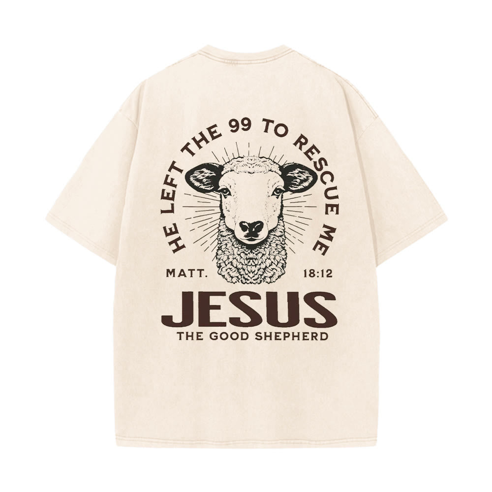 Christianartworkshop "He Left The 99 To Rescue Me" Unisex Washed T-Shirt - Apricot - 5XL - image 12