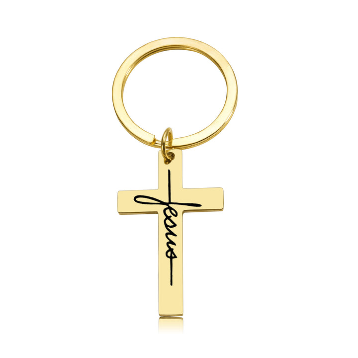 Christianartworkshop Jesus Cross Faith Keychain: His Name in Daily Moments - Golden - image 5