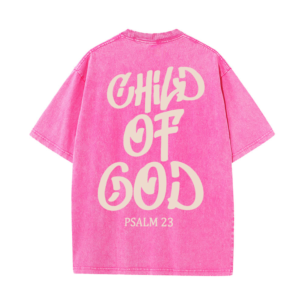 Christianartworkshop Chic Spiritual Child of God Psalm 23 Unisex Washed T-Shirt - Pink - 5XL - image 16