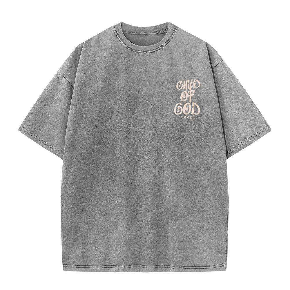 Christianartworkshop Chic Spiritual Child of God Psalm 23 Unisex Washed T-Shirt - image 1