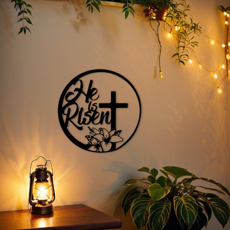 Christianartworkshop He Is Risen Easter Metal Wall Decor: Resurrection Hope in Spaces - 11.81''*11.81''/30*30cm - image 0