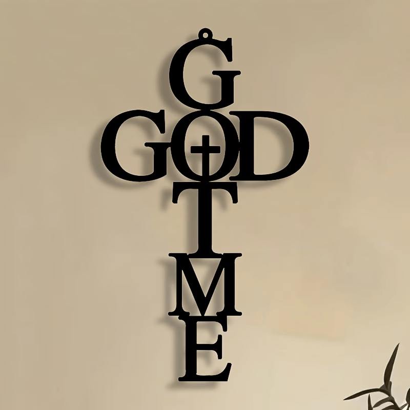 Christianartworkshop Cross & GOD TIME Metal Decor: Quiet Reminder of His Presence - 10.67''*15.75''/27.1*40cm - image 0