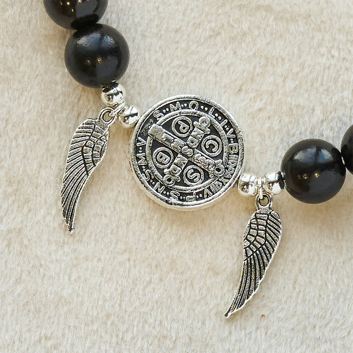 Christianartworkshop Miraculous Medal & Angel Wing Blood SandalWood Bead Bracelet - image 13