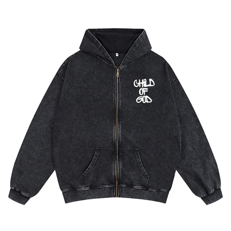 Christianartworkshop Child of God Zip-Up Hooded Jacket: Psalm 23 Comfort Statement - image 4