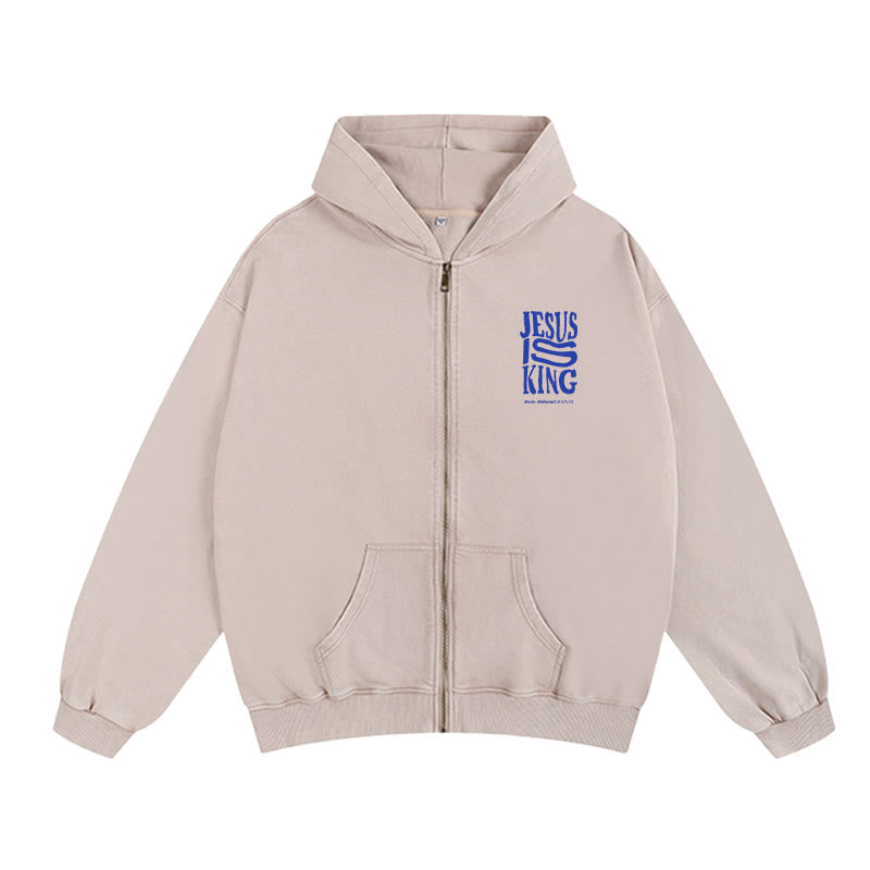 Christianartworkshop Jesus Is King Zip-Up Hooded Jacket: Philippians 2:10-11 Faith Statement - image 4