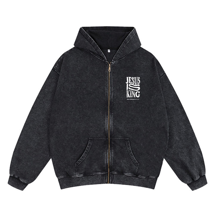 Christianartworkshop Jesus Is King Zip-Up Hooded Jacket: Philippians 2:10-11 Faith Statement - image 8