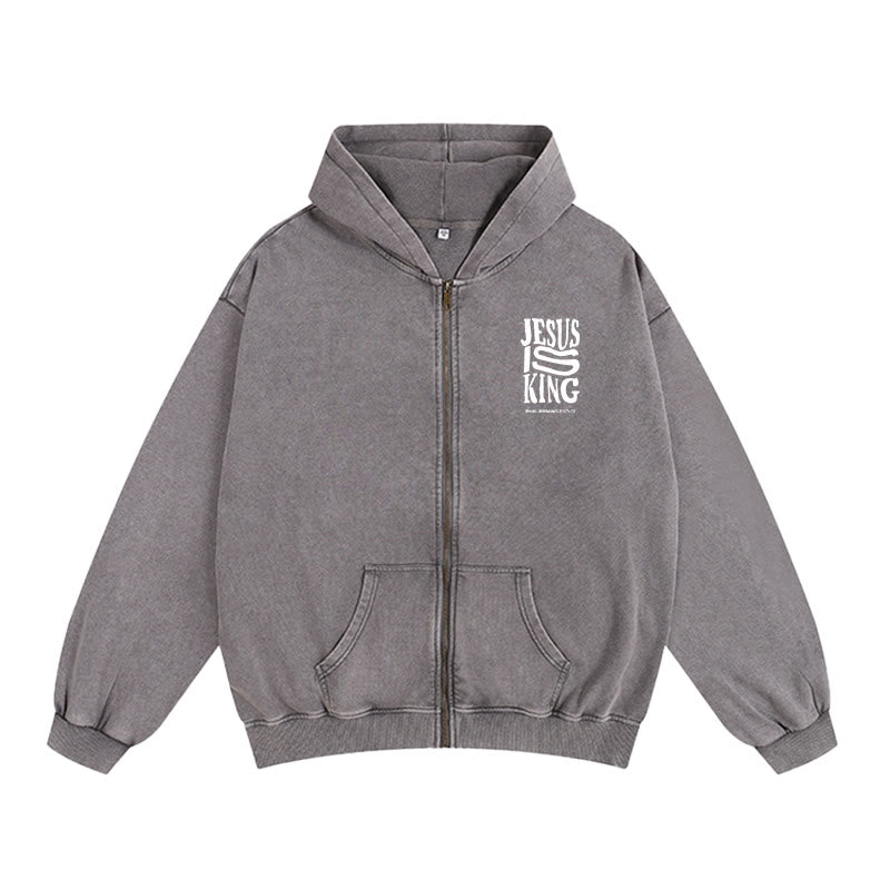 Christianartworkshop Jesus Is King Zip-Up Hooded Jacket: Philippians 2:10-11 Faith Statement - image 1
