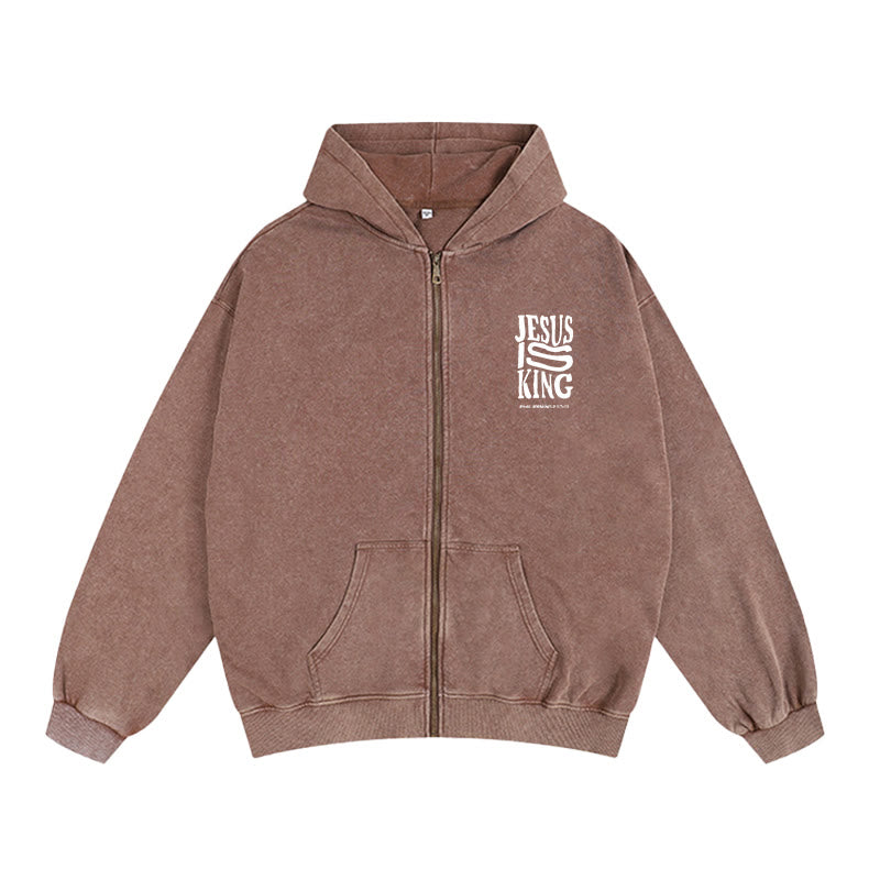 Christianartworkshop Jesus Is King Zip-Up Hooded Jacket: Philippians 2:10-11 Faith Statement - image 12