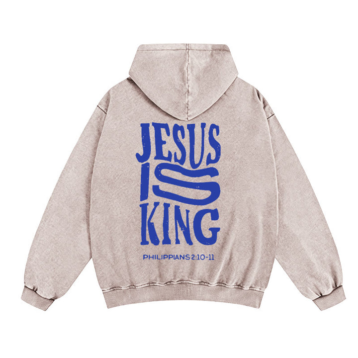 Christianartworkshop Jesus Is King Zip-Up Hooded Jacket: Philippians 2:10-11 Faith Statement - Apricot - 2XL - image 3