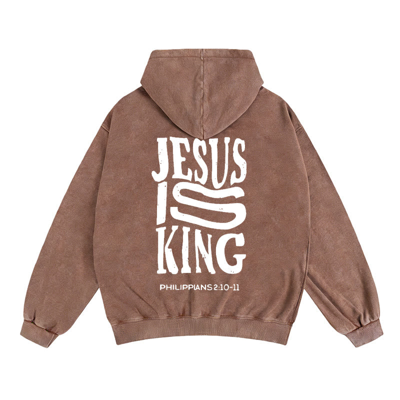 Christianartworkshop Jesus Is King Zip-Up Hooded Jacket: Philippians 2:10-11 Faith Statement - Coffee - 2XL - image 11