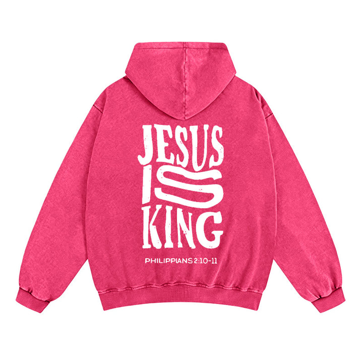 Christianartworkshop Jesus Is King Zip-Up Hooded Jacket: Philippians 2:10-11 Faith Statement - Rose - 2XL - image 14