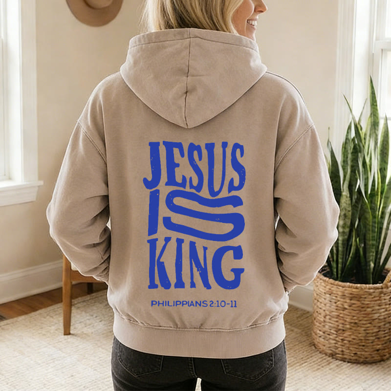 Christianartworkshop Jesus Is King Zip-Up Hooded Jacket: Philippians 2:10-11 Faith Statement - image 5