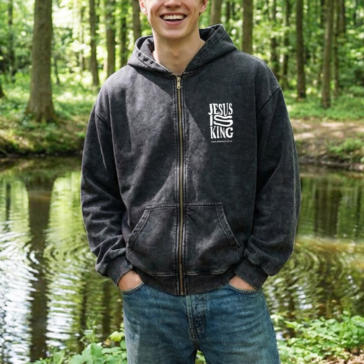 Christianartworkshop Jesus Is King Zip-Up Hooded Jacket: Philippians 2:10-11 Faith Statement - image 10