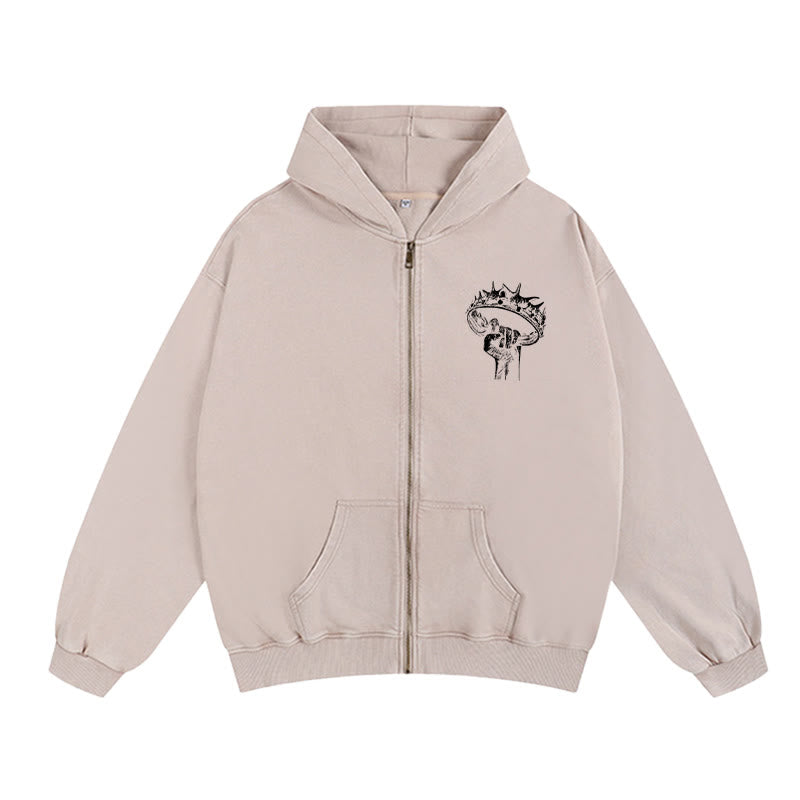 Christianartworkshop Jesus is King Hooded Jacket: Stylish Faith with Revelation 22:13 - image 1