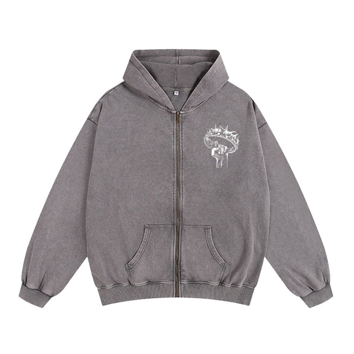 Christianartworkshop Jesus is King Zip-Up Hooded Jacket: Stylish Faith with Revelation 22:13 - image 5