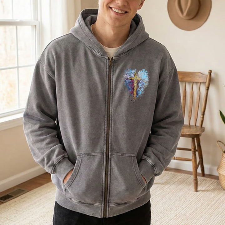 Christianartworkshop Art Cross Zip-Up Hooded Jacket: Daily Reminder of Faith & Beauty - image 3