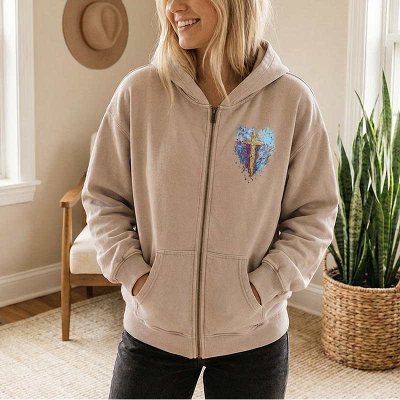 Christianartworkshop Art Cross Zip-Up Hooded Jacket: Daily Reminder of Faith & Beauty - image 10