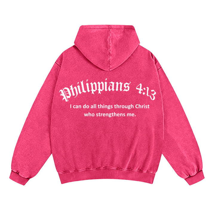 Christianartworkshop Philippians 4:13 Zip-Up Hooded Jacket: Faith Gift with Strength Message - Rose - 2XL - image 11