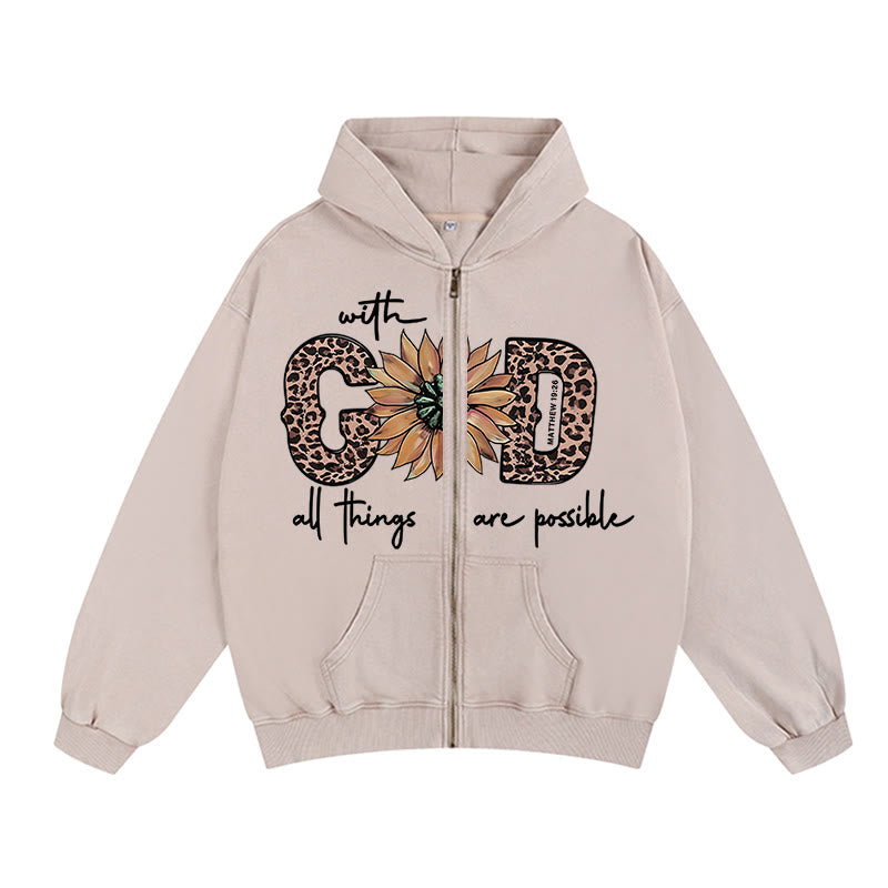Christianartworkshop GOD-Inspired Sunflower Graphic Hooded Jacket: Daily Faith Reminder - Apricot - 2XL - image 0