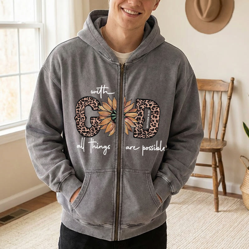Christianartworkshop GOD-Inspired Sunflower Graphic Zip-Up Hooded Jacket: Daily Faith Reminder - image 7