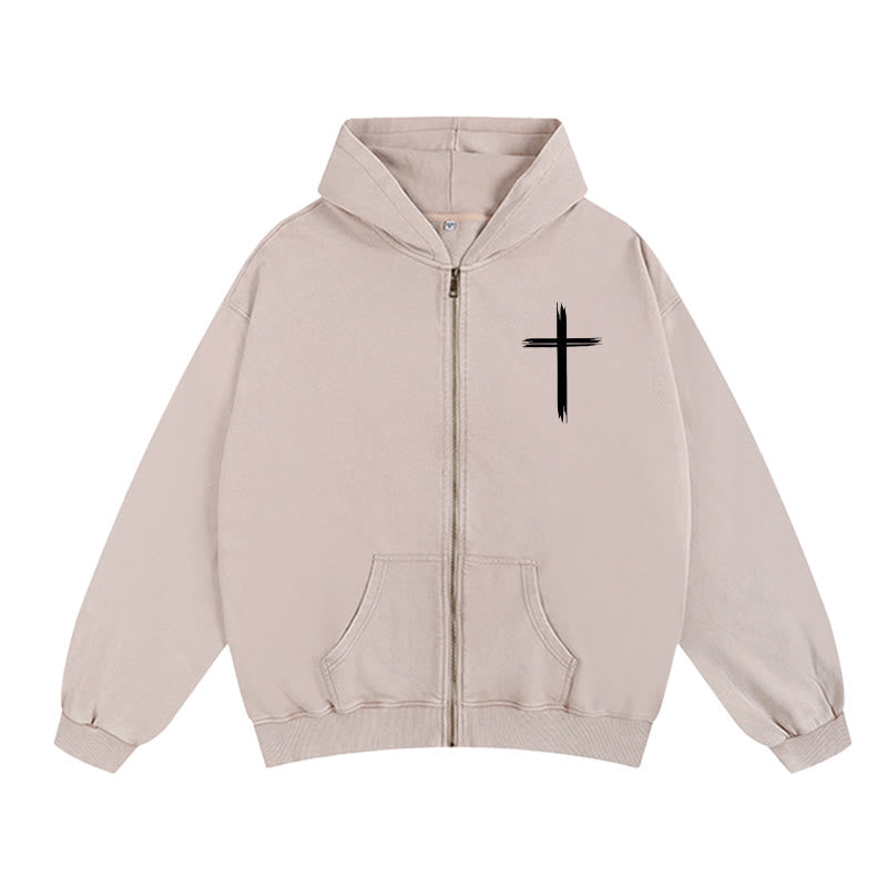 Christianartworkshop Dove & Cross Jesus Saves Zip-Up Hooded Jacket: Spiritual Comfort for Every Day - image 4