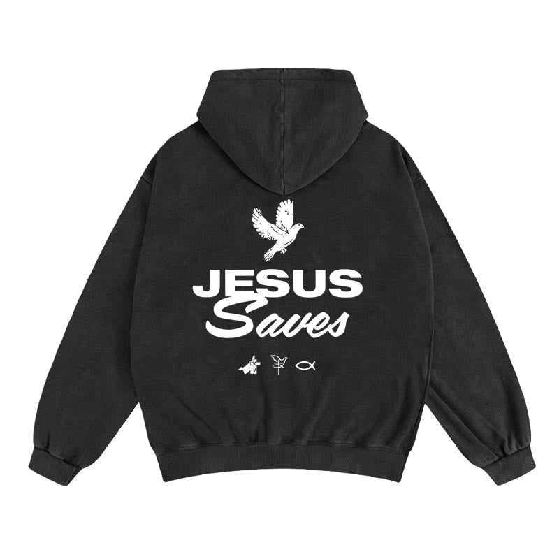 Christianartworkshop Dove & Cross Jesus Saves Zip-Up Hooded Jacket: Spiritual Comfort for Every Day - Black - 2XL - image 7