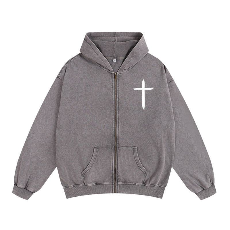 Christianartworkshop Dove & Cross Jesus Saves Zip-Up Hooded Jacket: Spiritual Comfort for Every Day - image 1