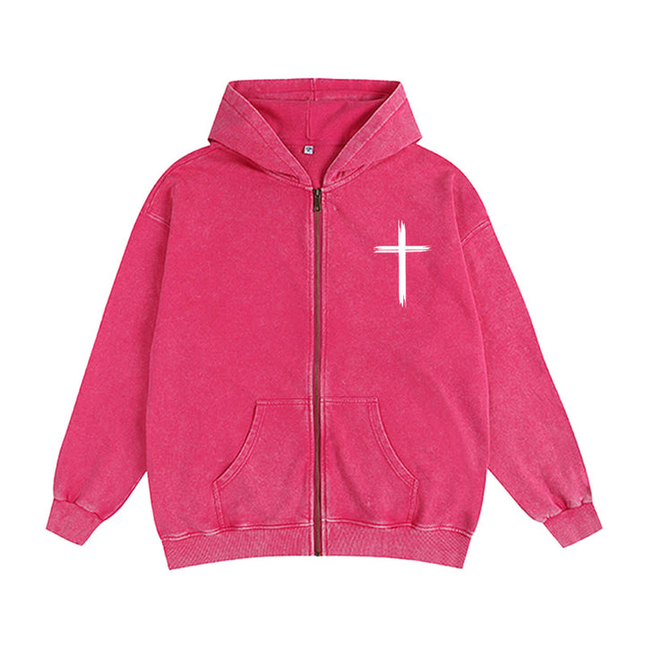 Christianartworkshop Dove & Cross Jesus Saves Zip-Up Hooded Jacket: Spiritual Comfort for Every Day - image 15