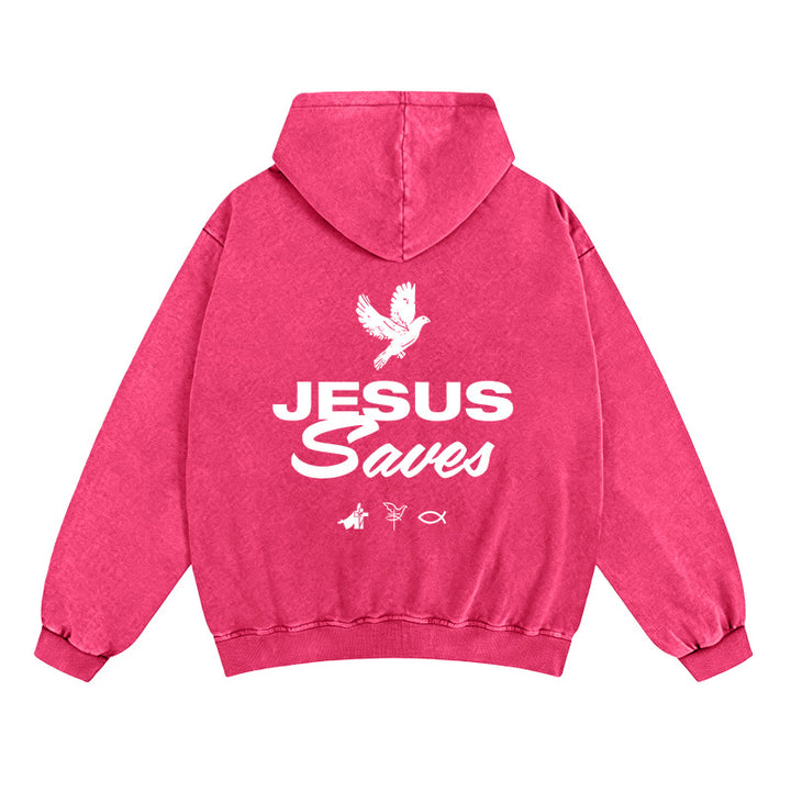 Christianartworkshop Dove & Cross Jesus Saves Zip-Up Hooded Jacket: Spiritual Comfort for Every Day - Rose - 2XL - image 14
