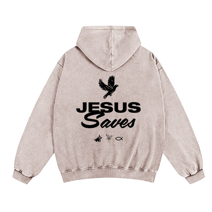 Christianartworkshop Dove & Cross Jesus Saves Zip-Up Hooded Jacket: Spiritual Comfort for Every Day - Apricot - 2XL - image 3