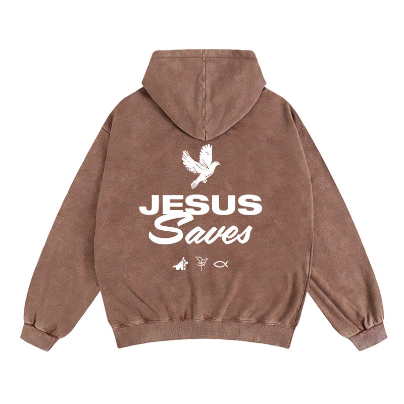 Christianartworkshop Dove & Cross Jesus Saves Zip-Up Hooded Jacket: Spiritual Comfort for Every Day - Coffee - 2XL - image 11