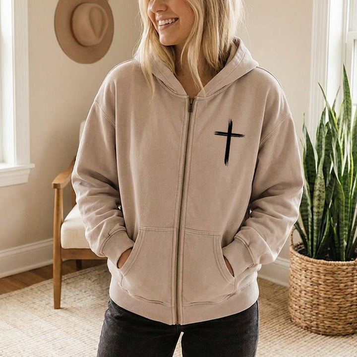 Christianartworkshop Dove & Cross Jesus Saves Zip-Up Hooded Jacket: Spiritual Comfort for Every Day - image 6