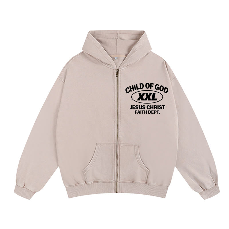 Christianartworkshop Child of God Identity Zip-Up Hooded Jacket: Merge Faith & Street-Style Expression - Apricot - 2XL - image 2