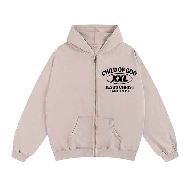 Christianartworkshop Child of God Identity Zip-Up Hooded Jacket: Merge Faith & Street-Style Expression - Apricot - 2XL - image 2